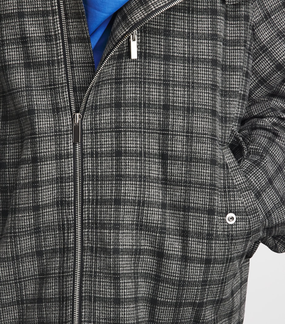 System Mens Check Bomber Jacket Dark Grey Image 3