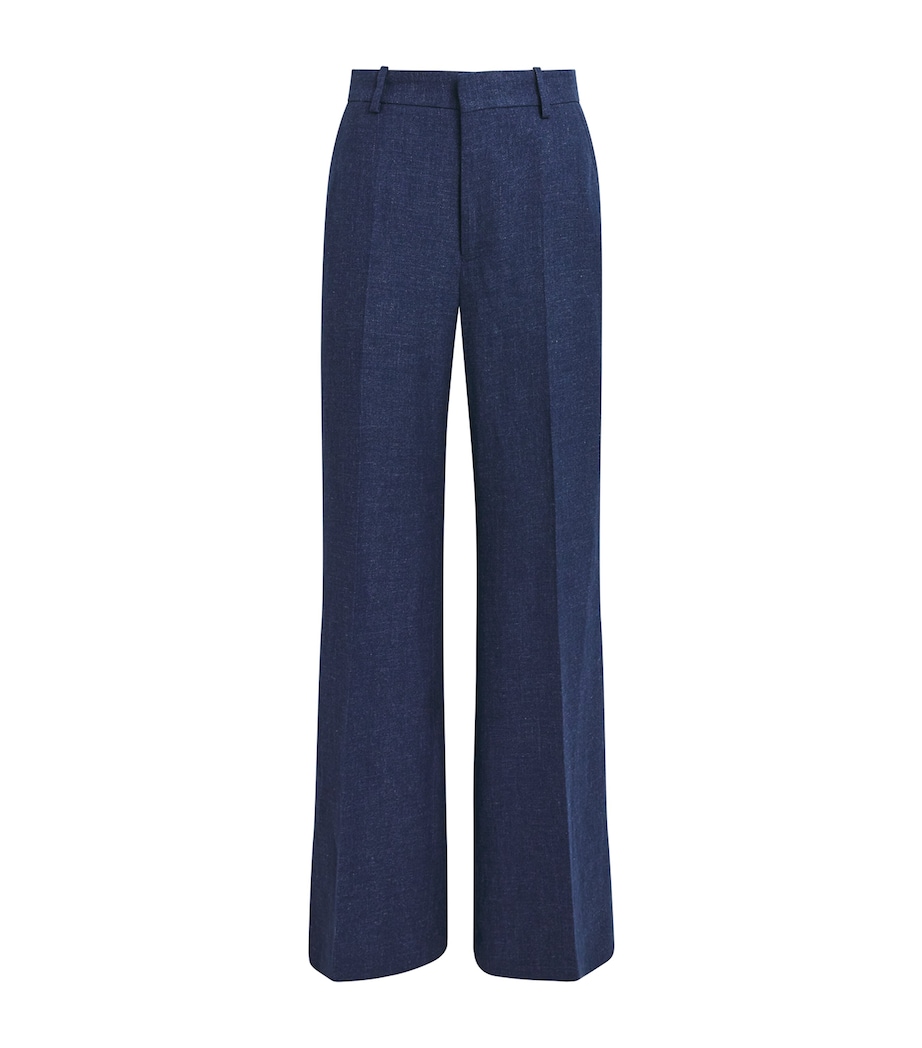 Polo Ralph Lauren Womens Linen-Cotton Beaton Trousers Blue Melange Image 1