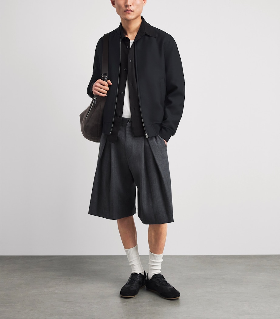 Sandro Paris Mens Wool-Blend Bomber Jacket Navy Blue Image 2