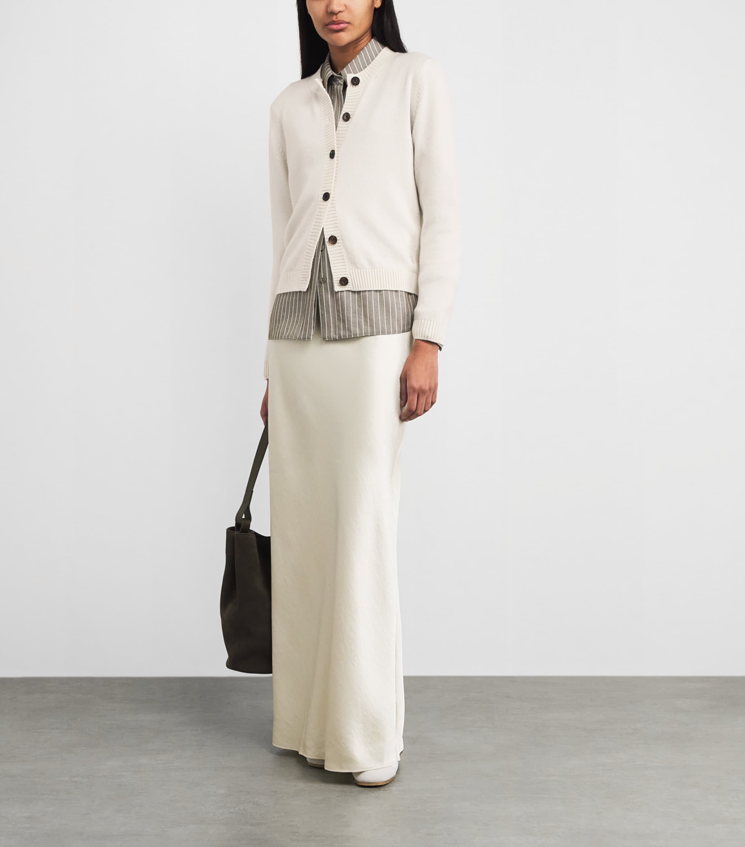 Harrods Womens Cashmere-Cotton Cardigan Niveous Image 2