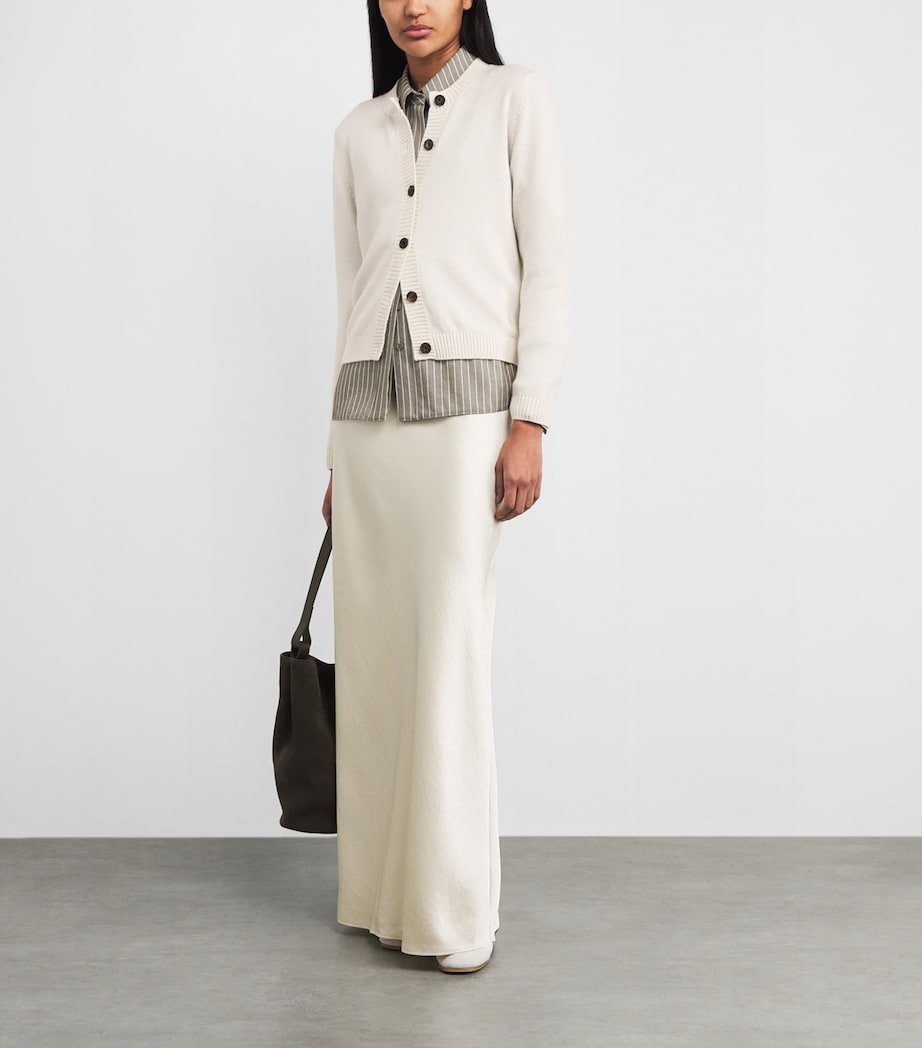 Harrods Womens Cashmere-Cotton Cardigan Niveous Image 2