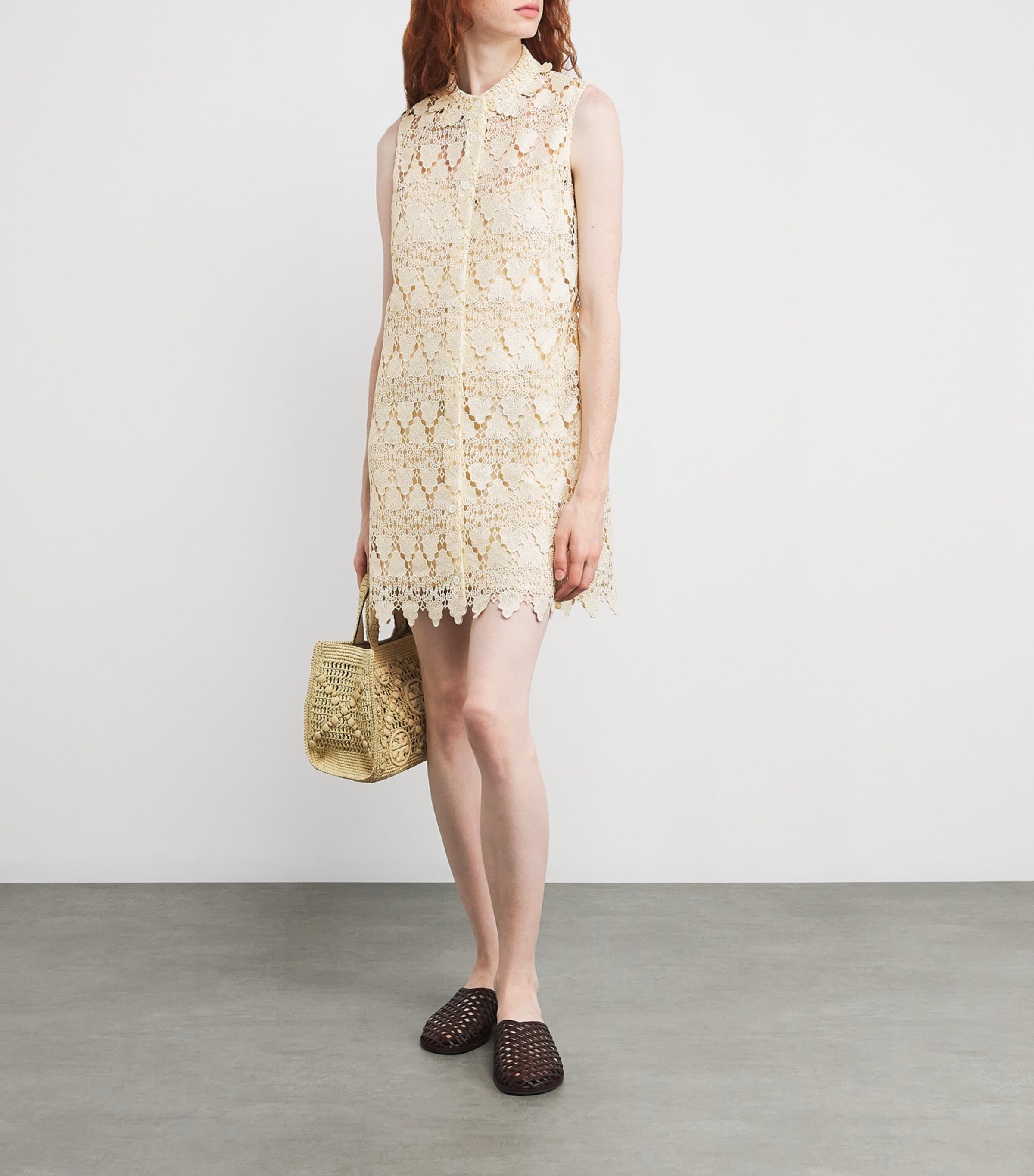 FRAME Ivory Lace The Deco Mini Dress | Harrods US