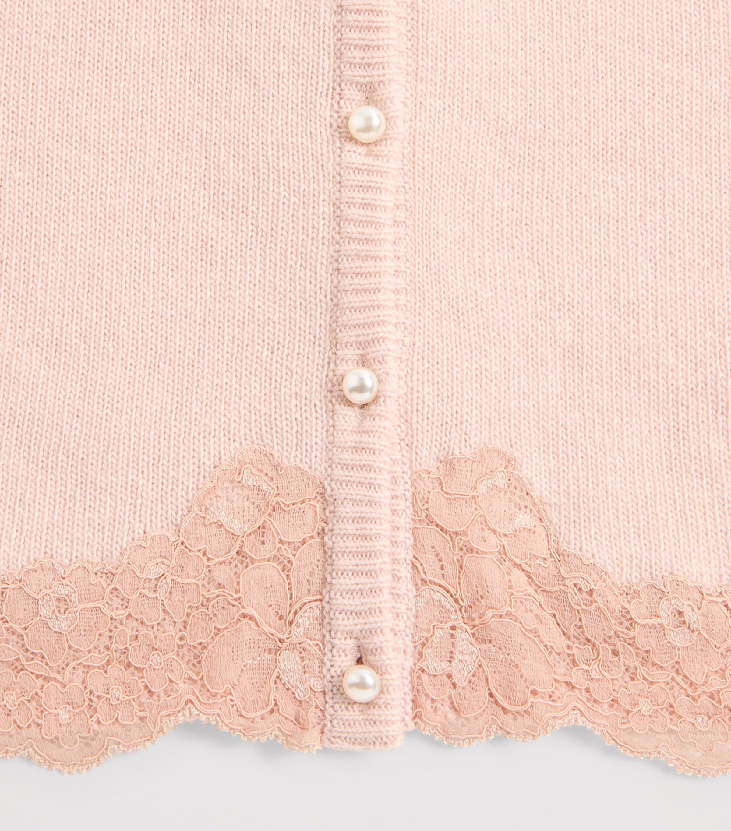 Virgin Wool Lace-Trim Cardigan C57 Image 7