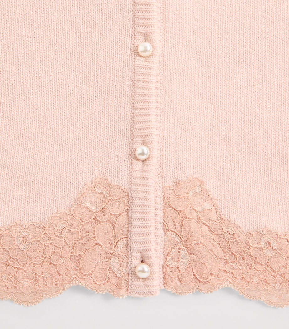 Virgin Wool Lace-Trim Cardigan C57 Image 7