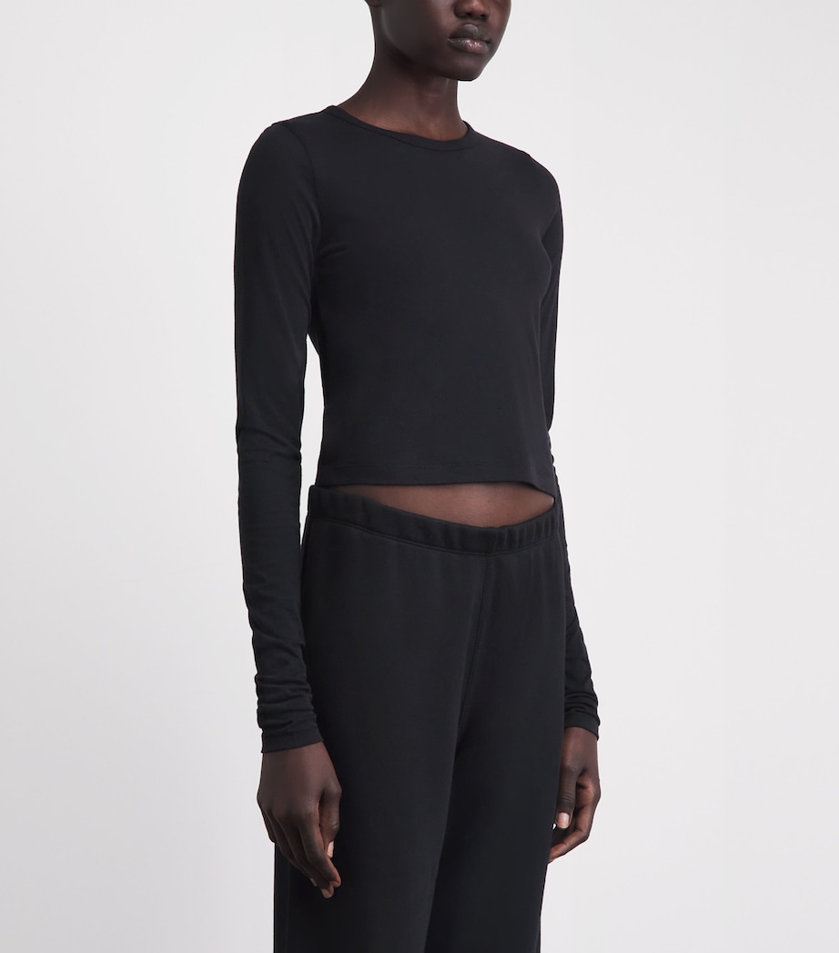 ÉTERNE Womens Cotton-Modal Baby Tee Black Image 4