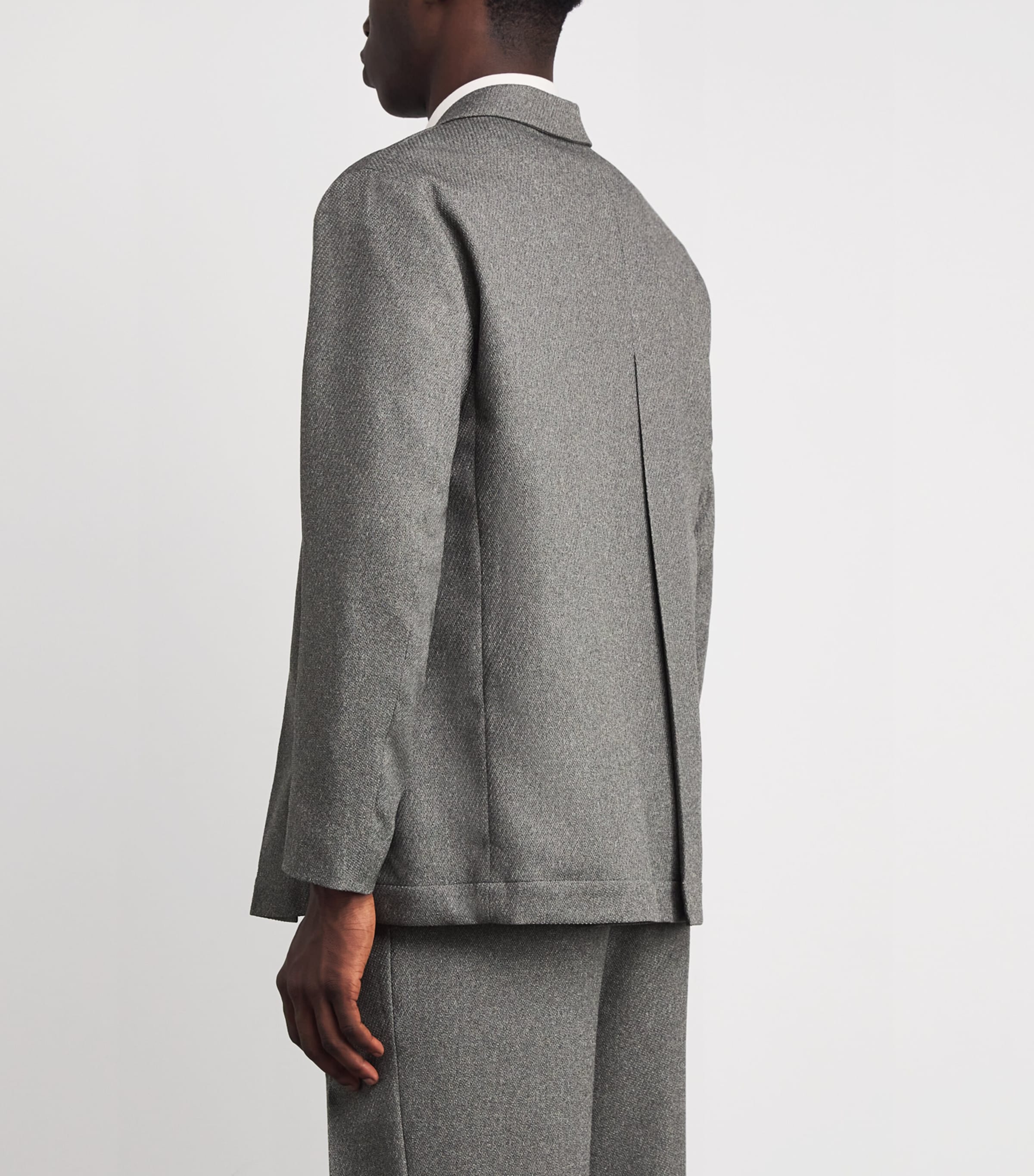 Tweed Pleated Blazer 12-GRAY Image 4
