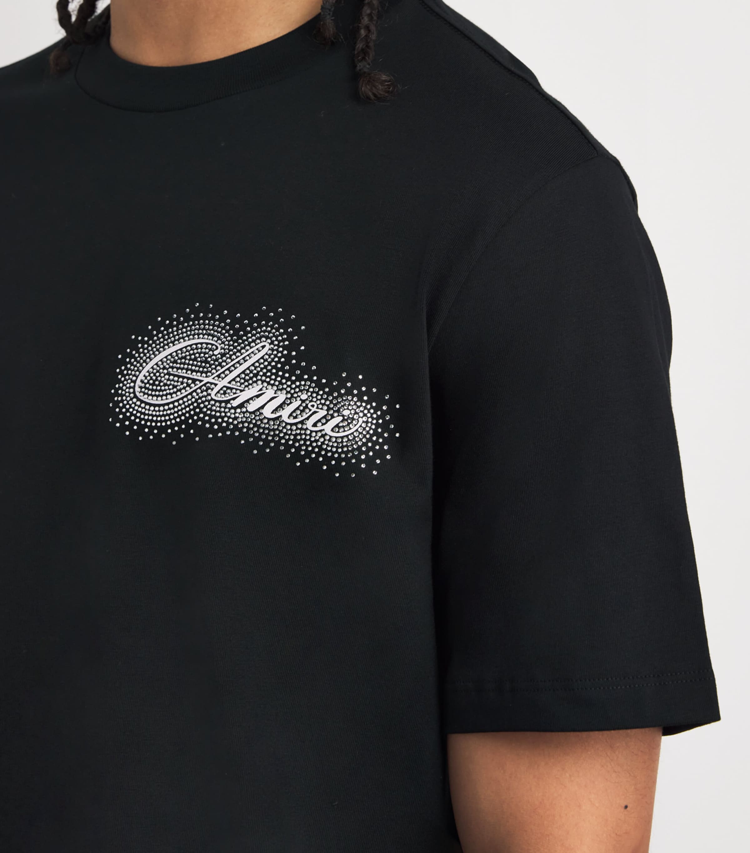 AMIRI Mens Cotton Crystal-Logo T-Shirt Black Image 6