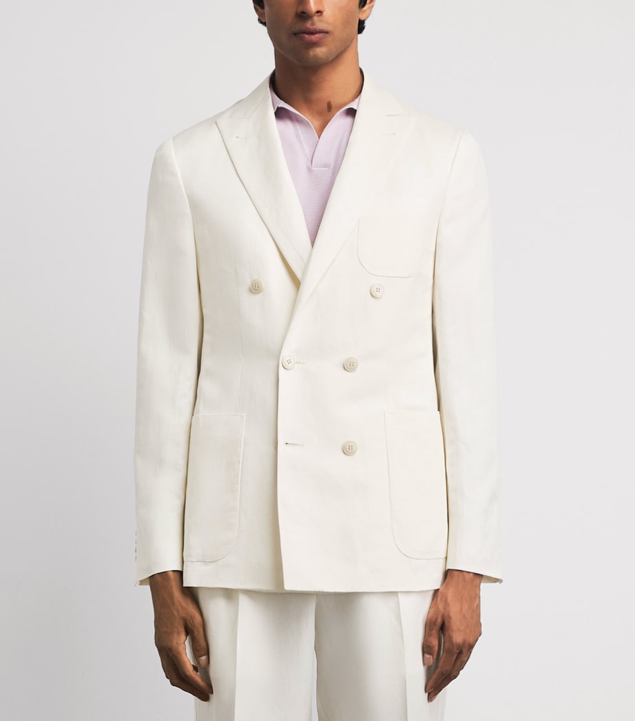 Canali Mens Linen-Silk Double-Breasted Blazer Image 4