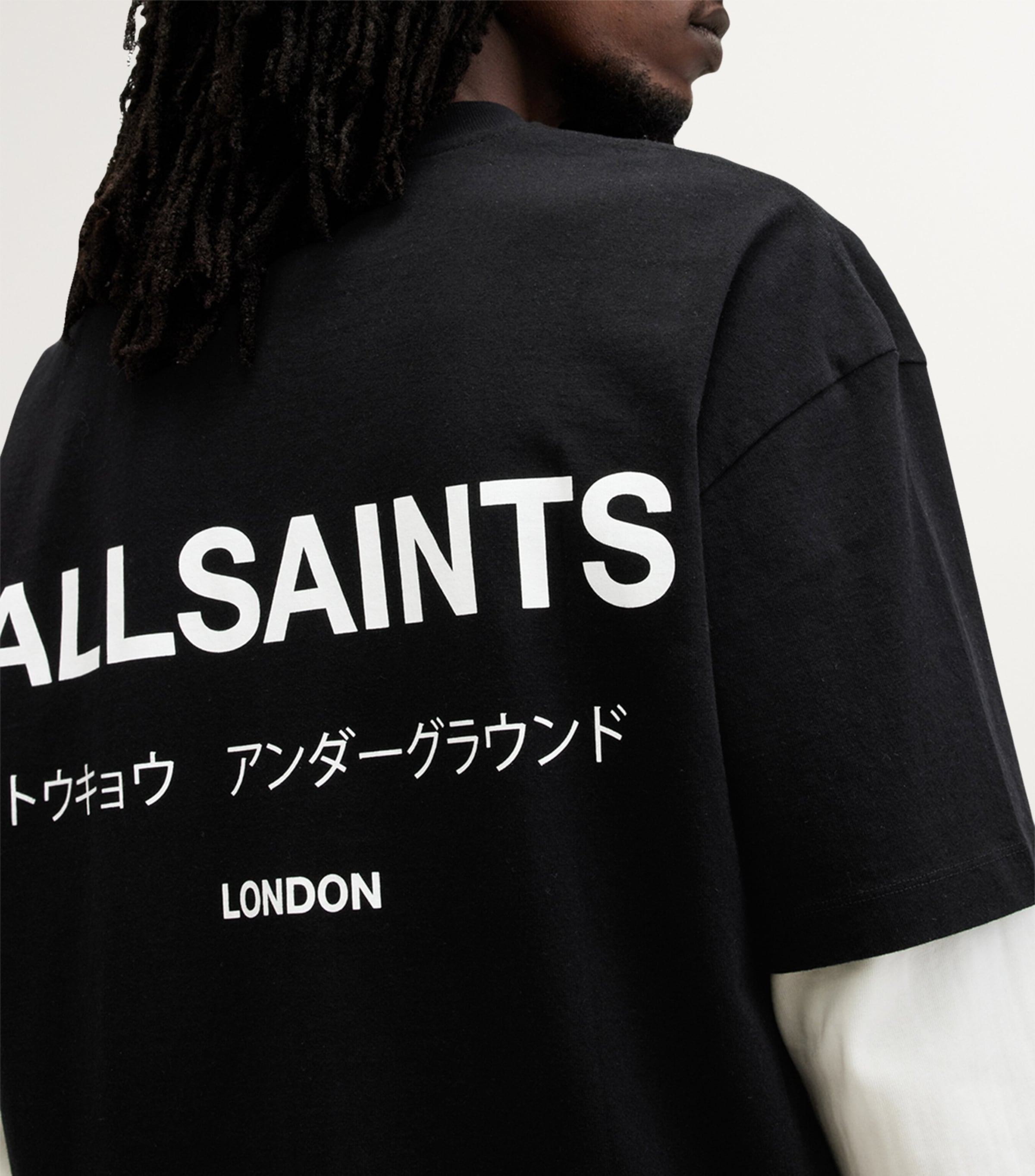 AllSaints Mens Underground Print T-Shirt Jet Black Image 6