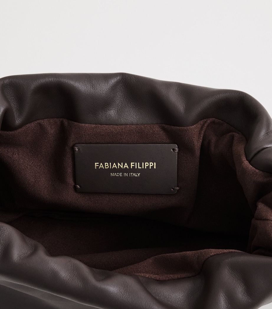 Fabiana Filippi Nappa Leather Muffin Clutch Bag Ebano Image 5