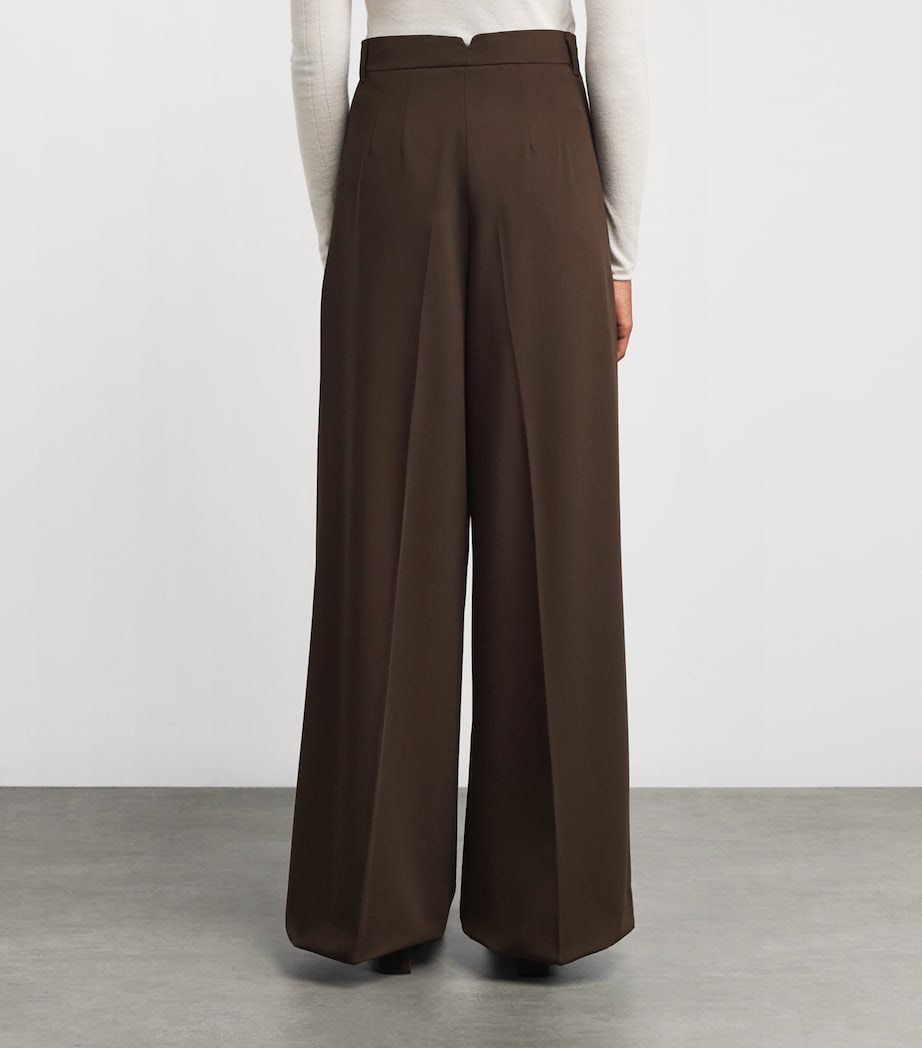 Wool Straight-Leg Trousers DARK BROWN Image 4
