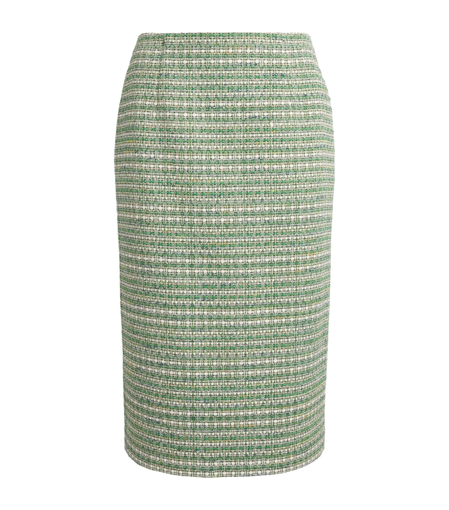 Carolina Herrera Womens Tweed Pencil Skirt Green Multi Image 1