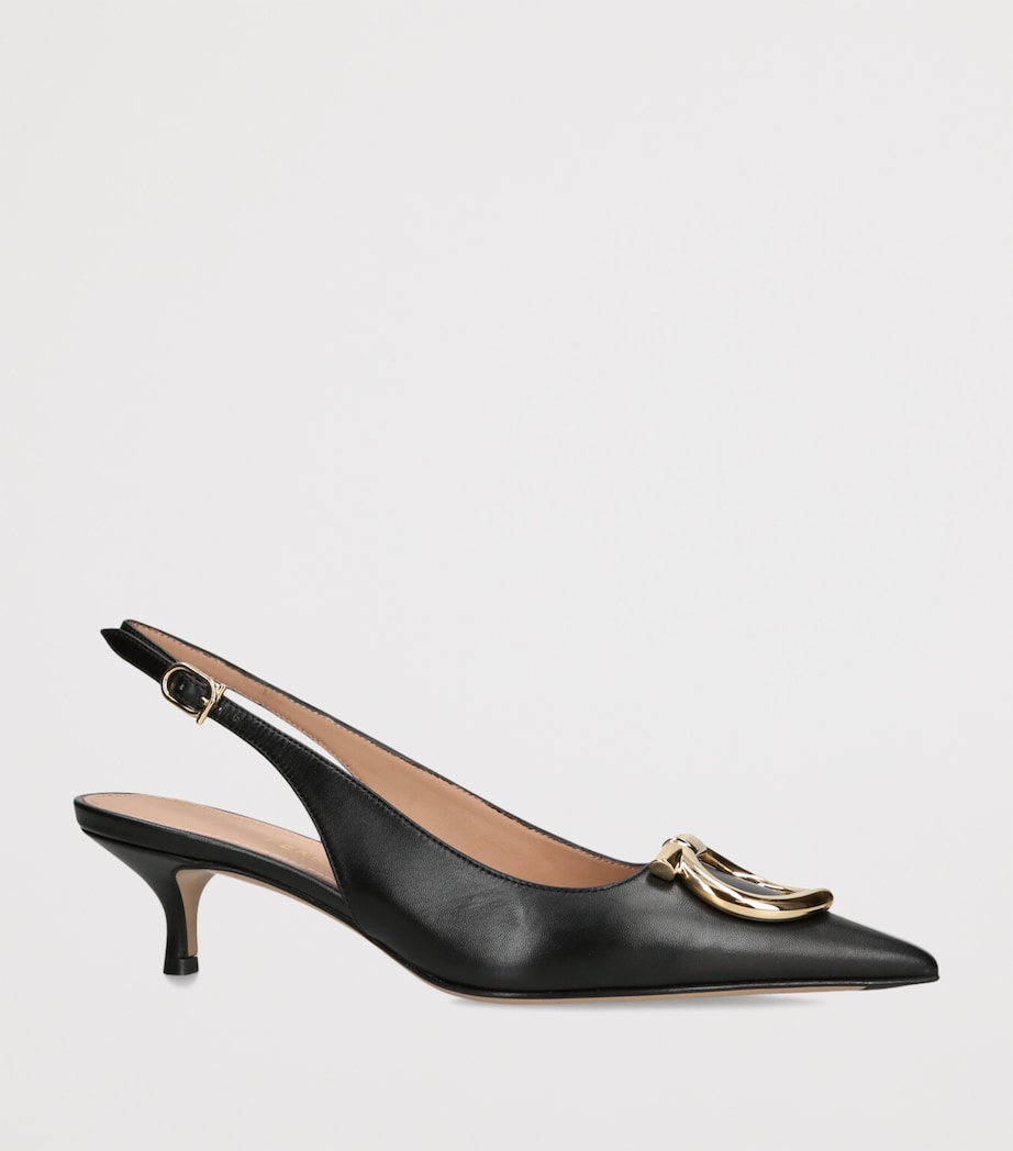 Leather Sara Slingback Heels 40 BLACK Image 3