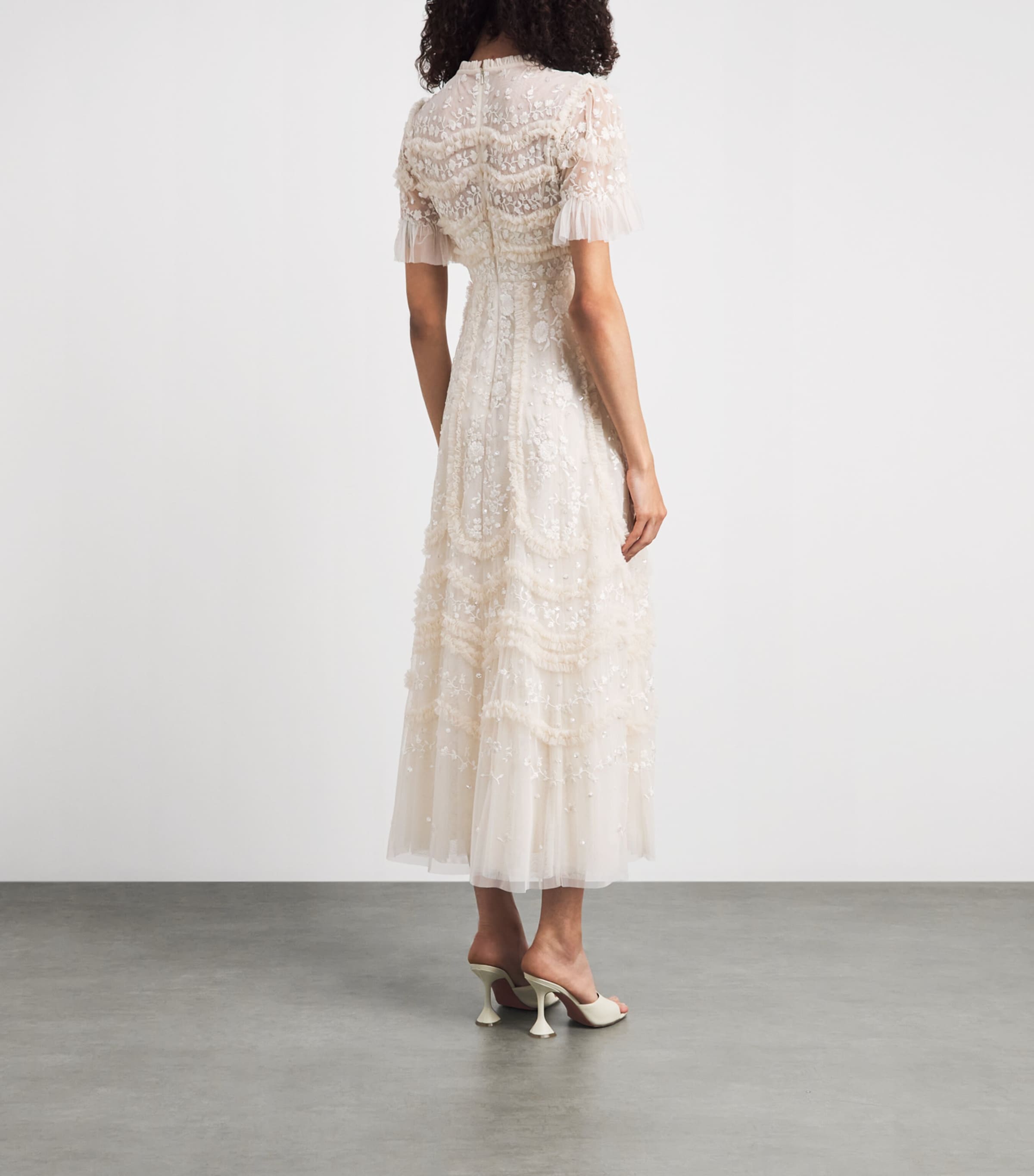 Needle & Thread Womens Embroidered Tulle Gianna Maxi Dress Cream Image 4