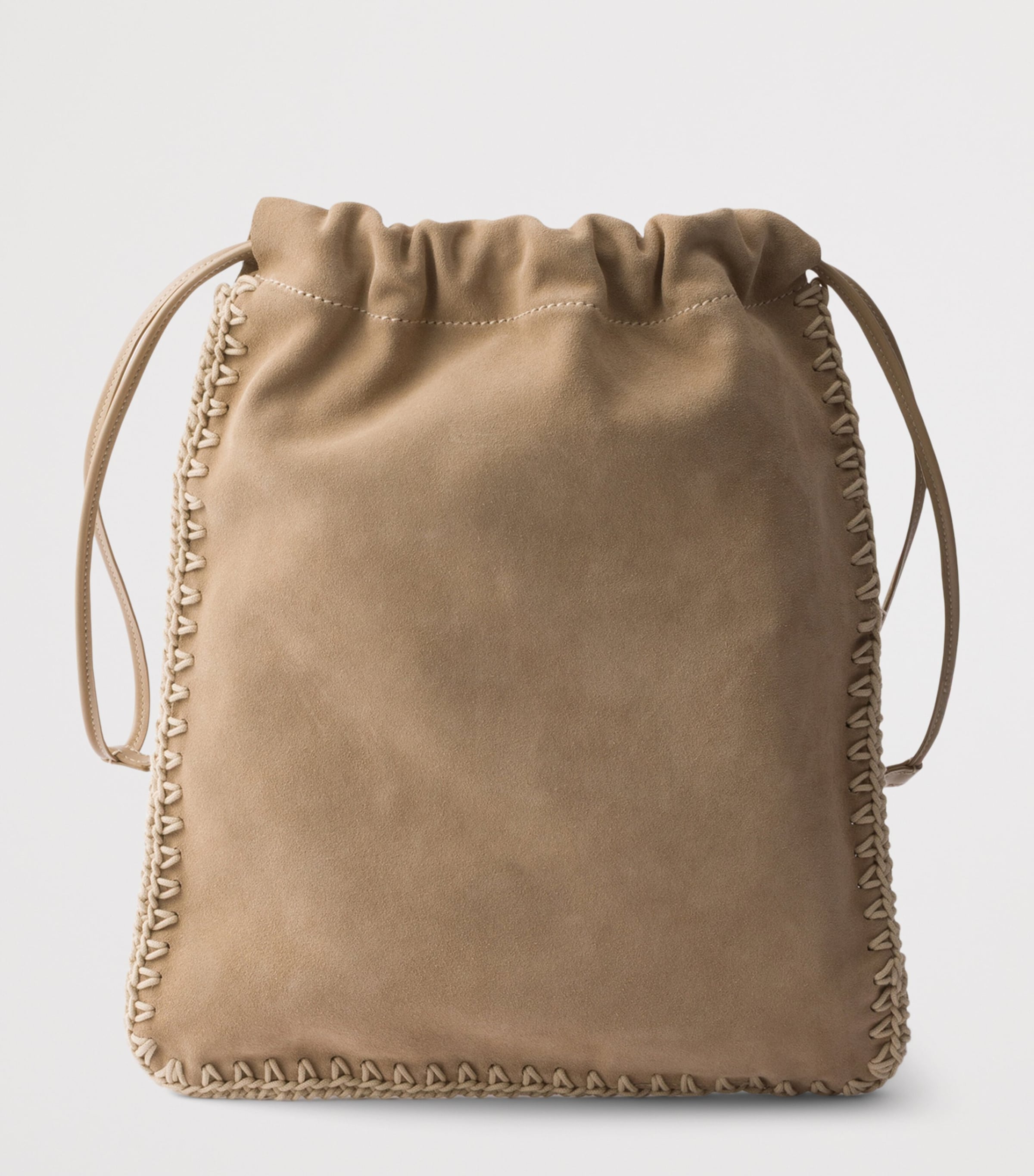 Prada Suede Drawstring Wish Pouch Neutral Image 4