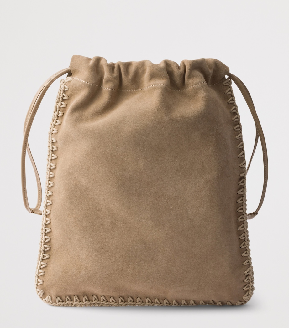 Prada Suede Drawstring Wish Pouch Neutral Image 4