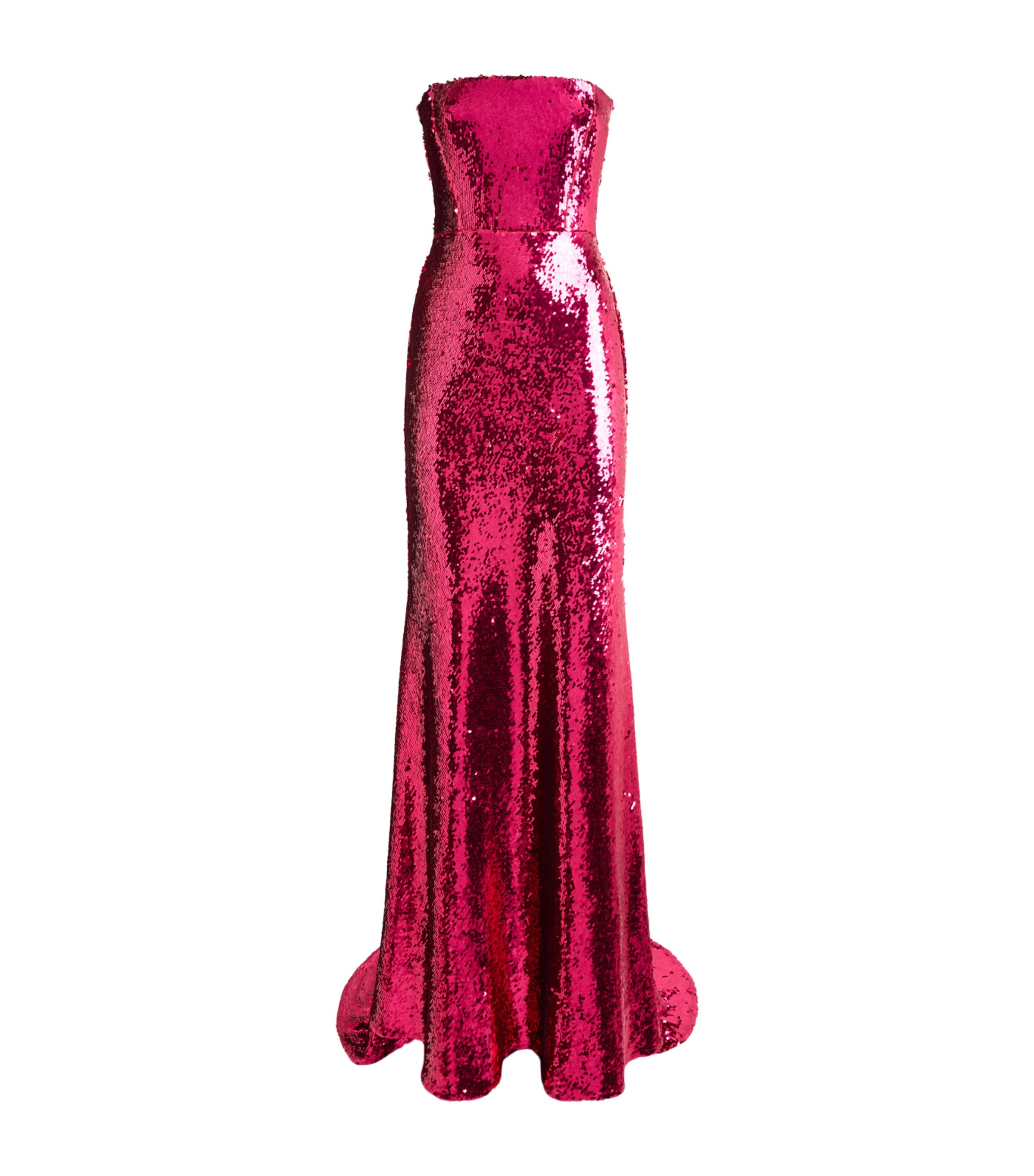 Alex Perry Womens Sequin Strapless Gown Raspberry Image 1