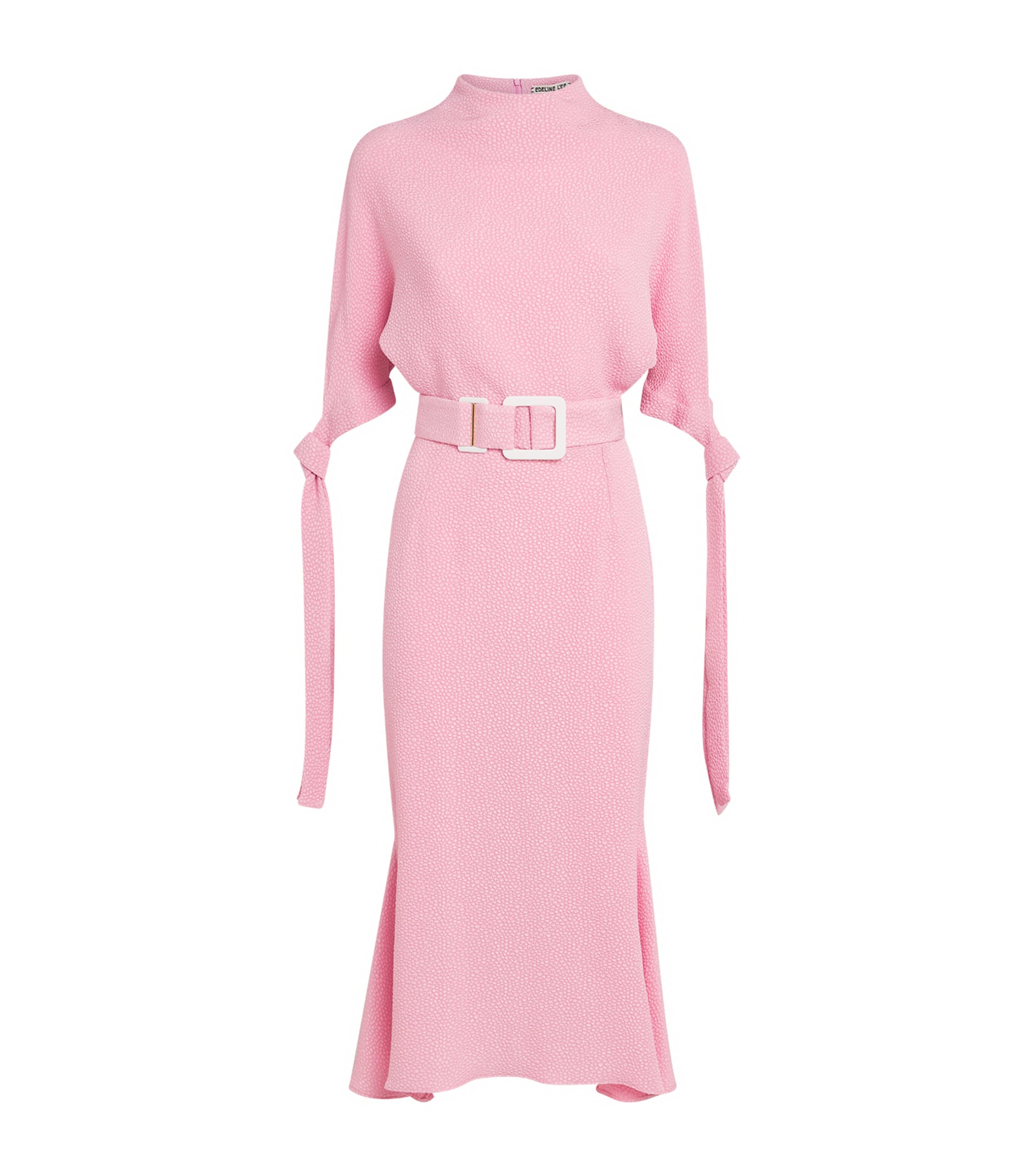 Edeline Lee Bubble Jacquard Pedernal Midi Dress Pink