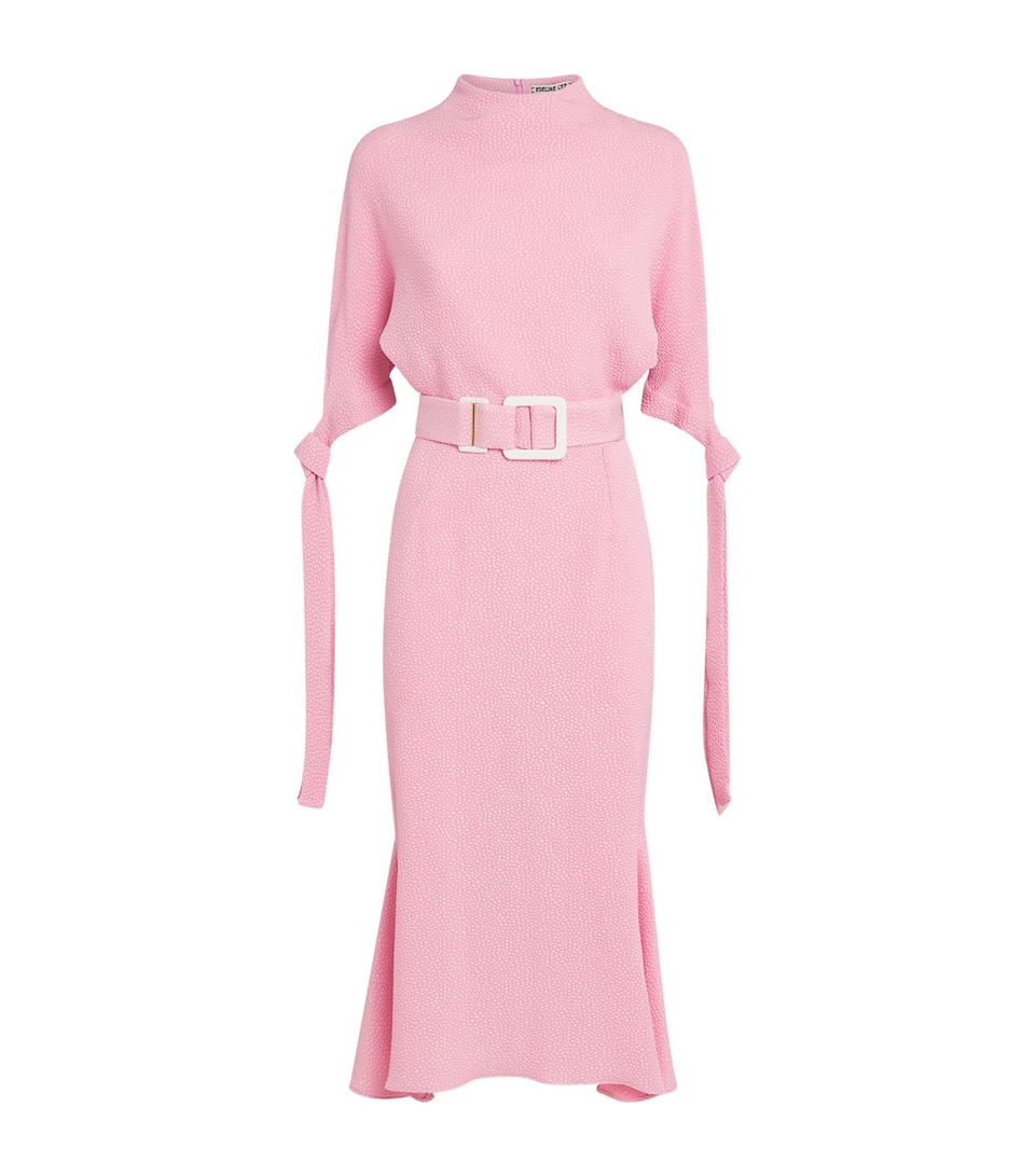 Edeline Lee Bubble Jacquard Pedernal Midi Dress Pink