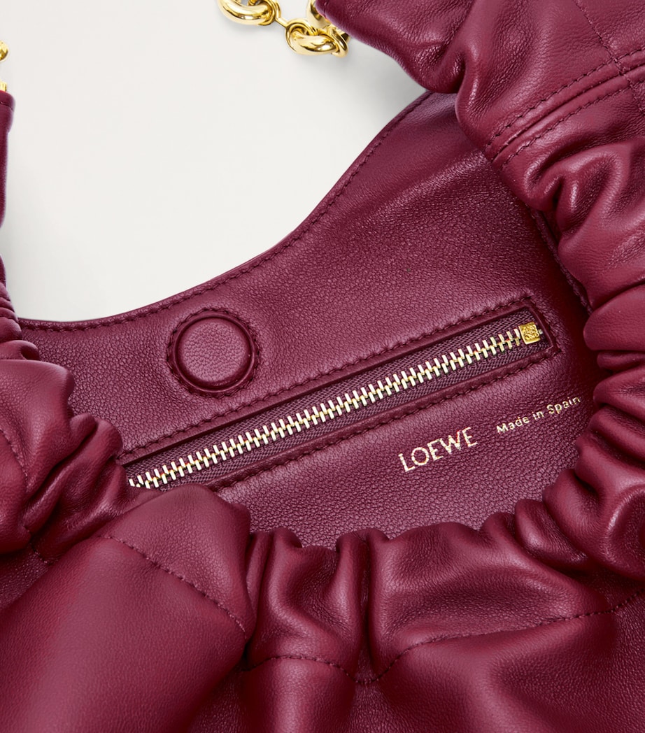 Small Leather Squeeze Top-Handle Bag CRIMSON Image 10