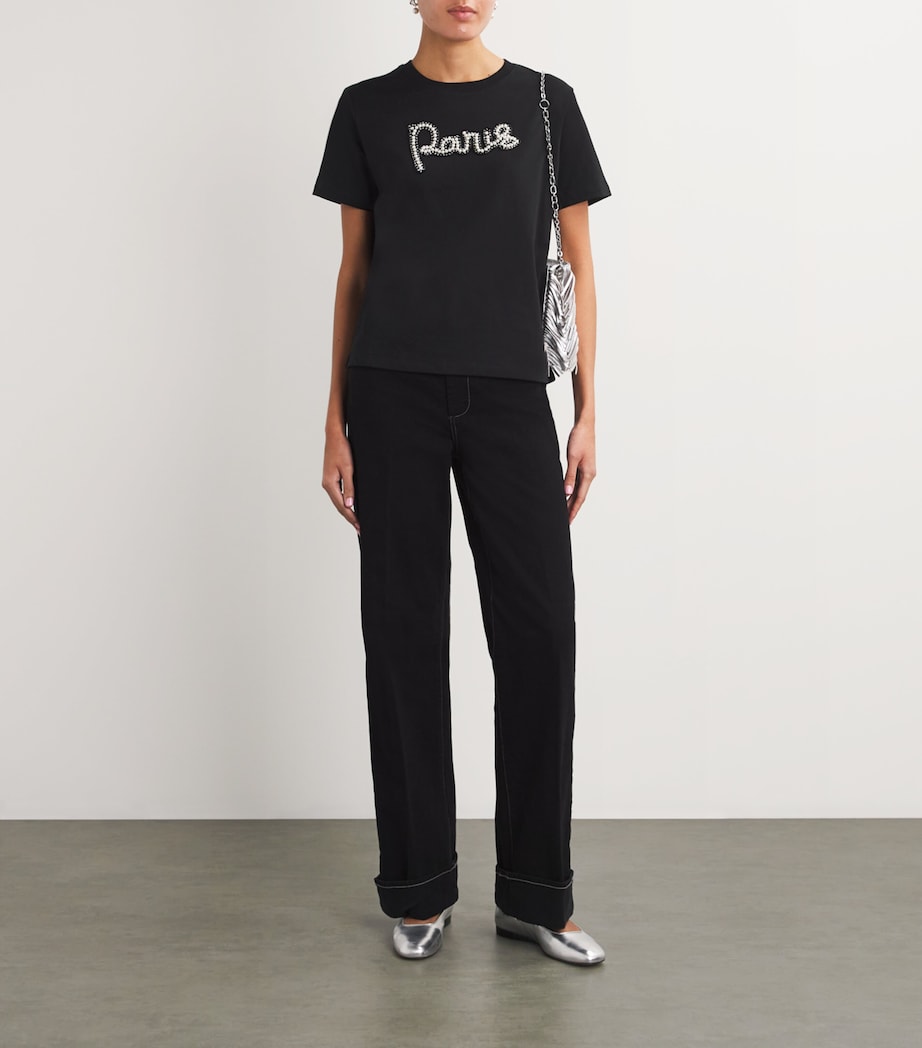 Cotton Paris-Embellished T-Shirt BLACK Image 2