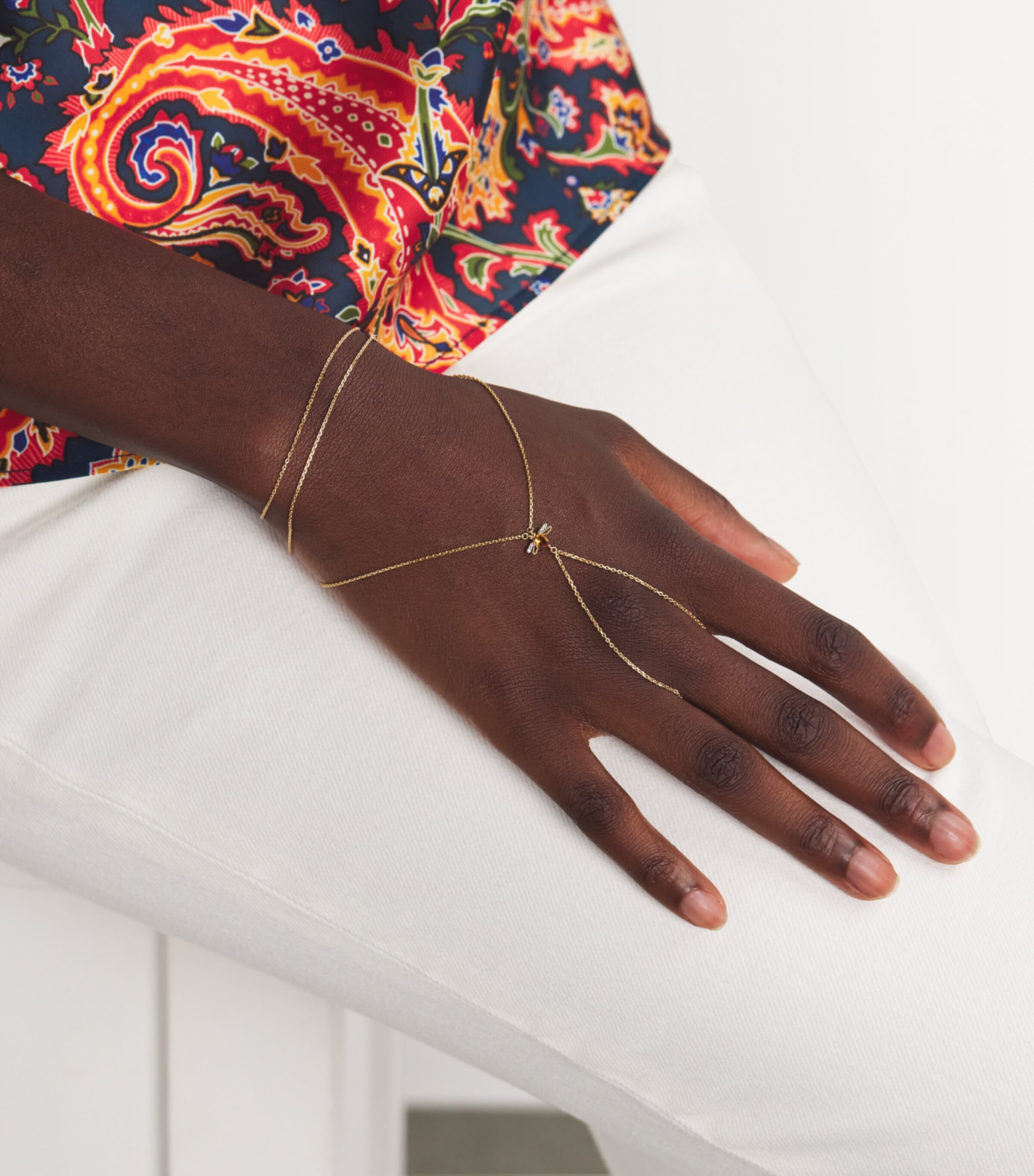 Rose Gold, Diamond and Citrine Honey Hand Bracelet GOLD Image 2