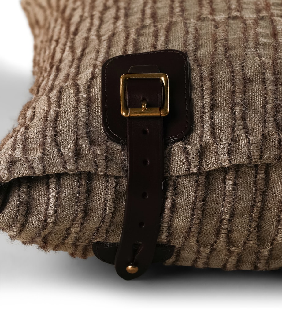 Linen-Blend Nara Buckle Cushion (35cm x 60cm) THISTLE Image 3