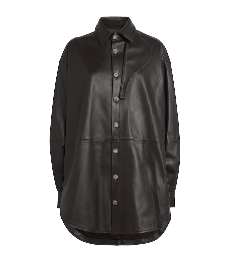 Leather Gaiter Shirt Jacket E04 ESPRESSO Image 1
