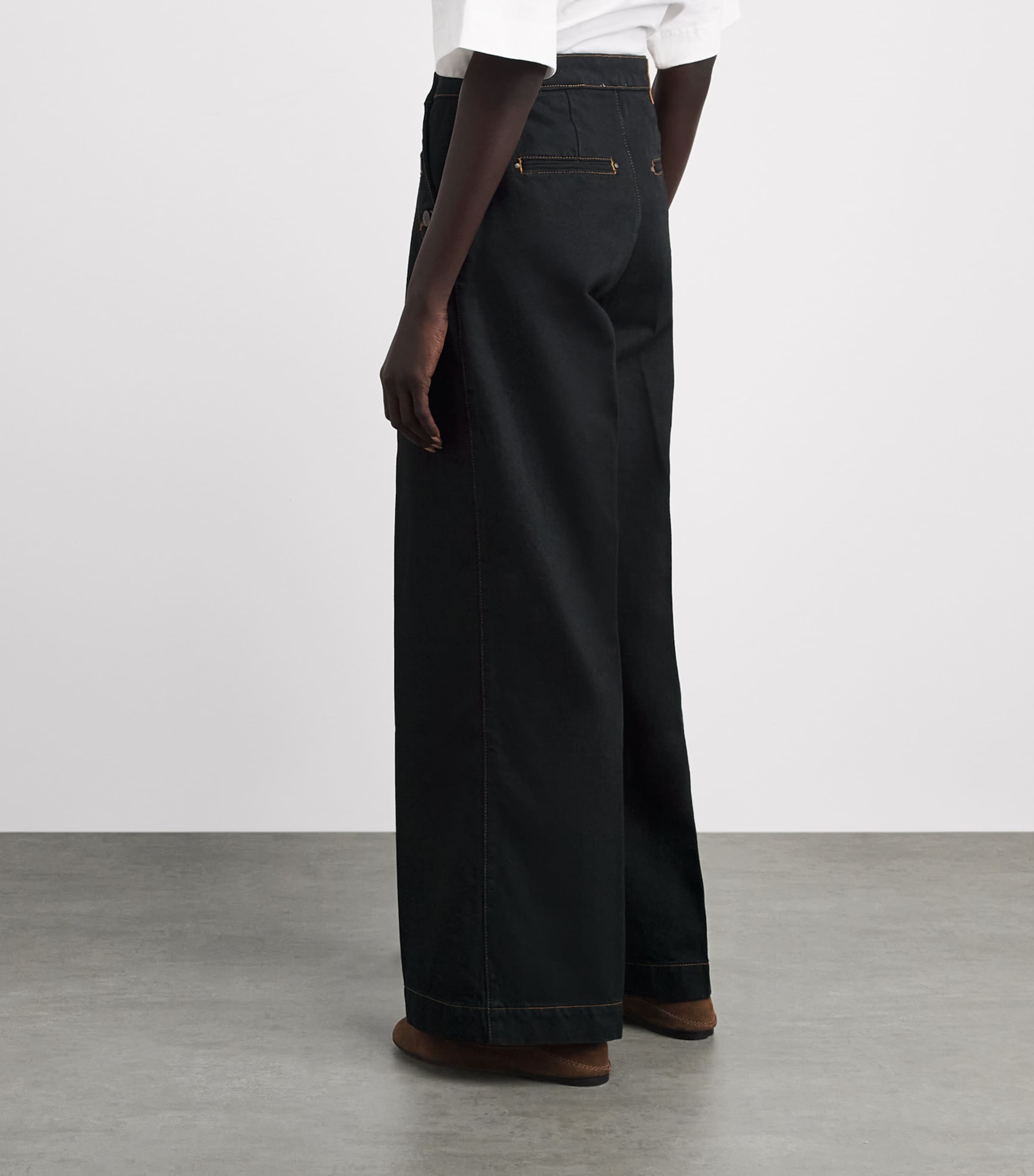 Claudie Pierlot Womens Sailor Wide-Leg Jeans Black Image 5