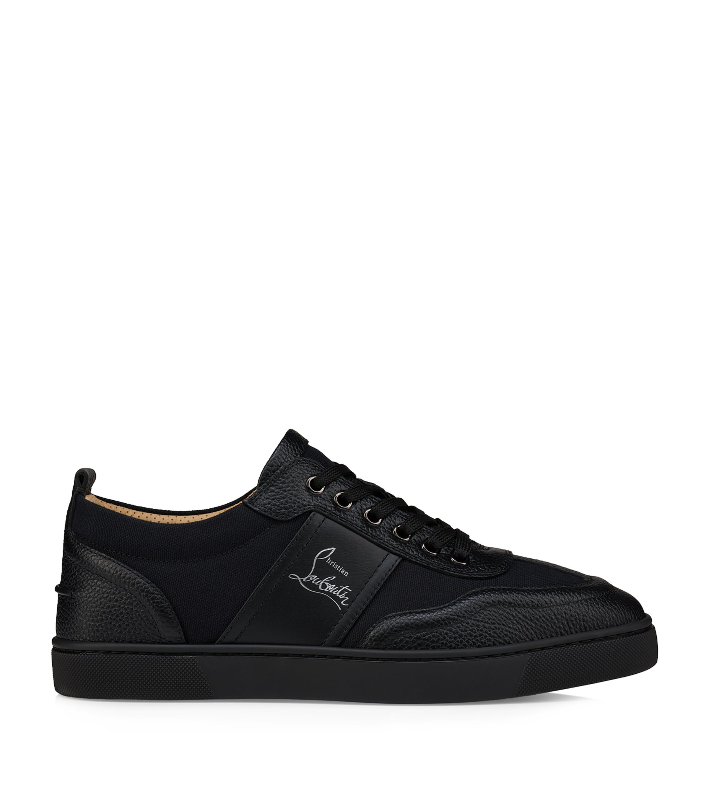 Christian Louboutin Retero Full-grain Leather-trimmed Canvas Sneakers