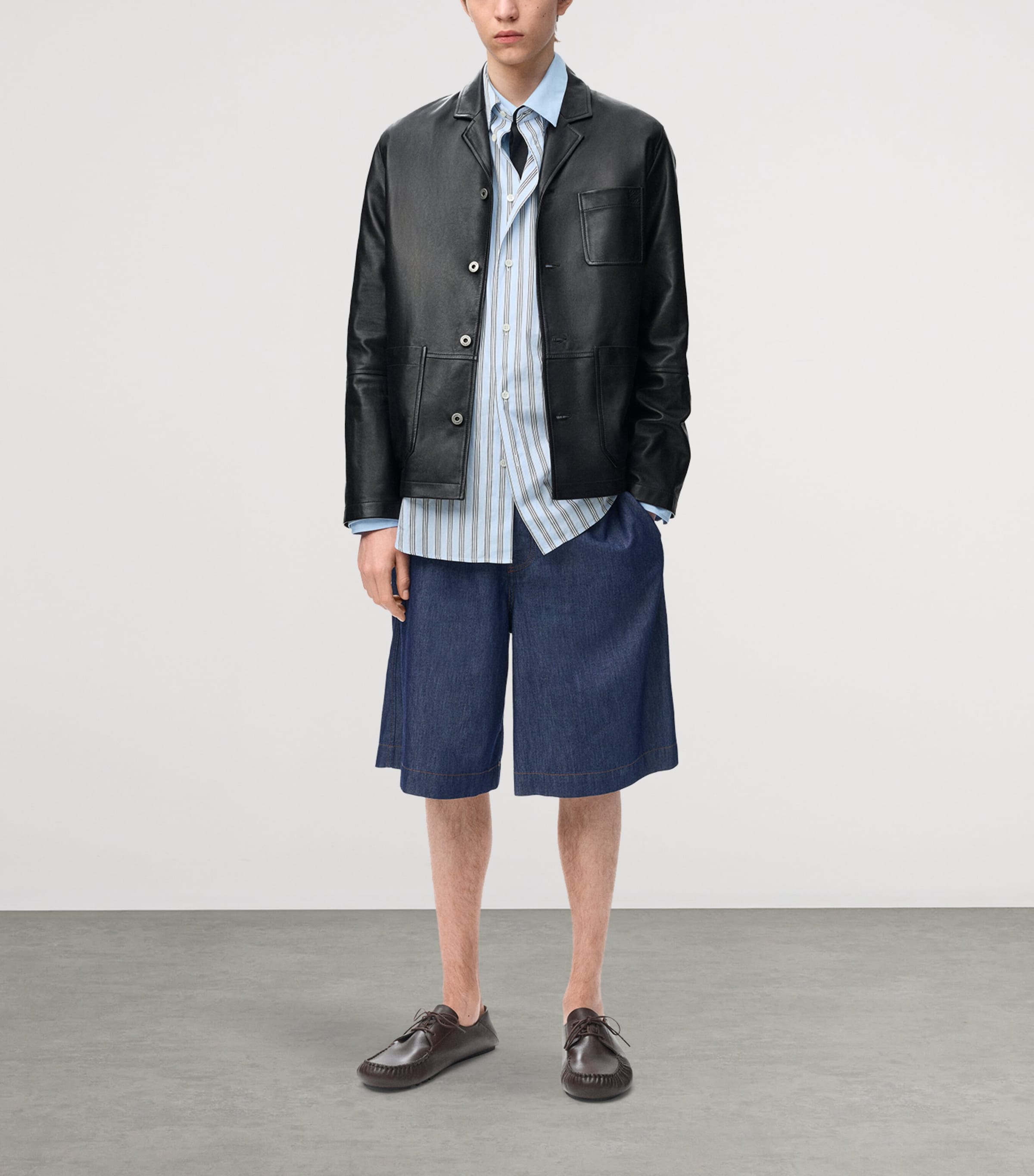LOEWE Mens Drawstring Denim Shorts Denim Blue Image 2