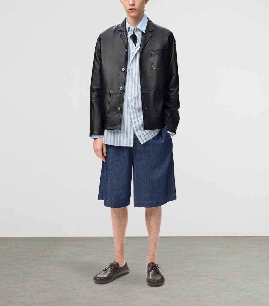 LOEWE Mens Drawstring Denim Shorts Denim Blue Image 2