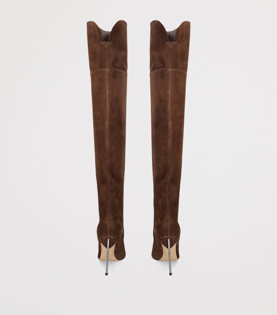Suede Blade Over-The-Knee Boots 100 DARK BROWN Image 2