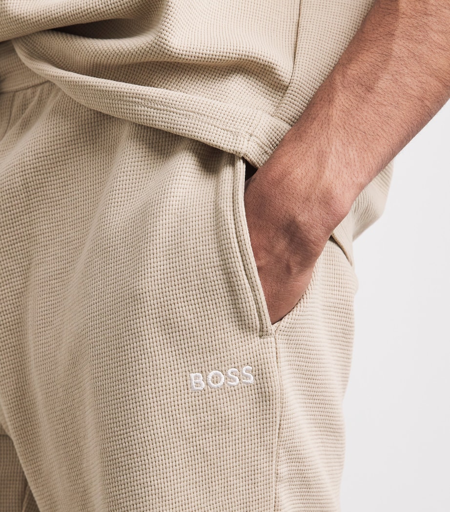BOSS Mens Cotton-Blend Waffle-Knit Shorts Light Beige Image 3