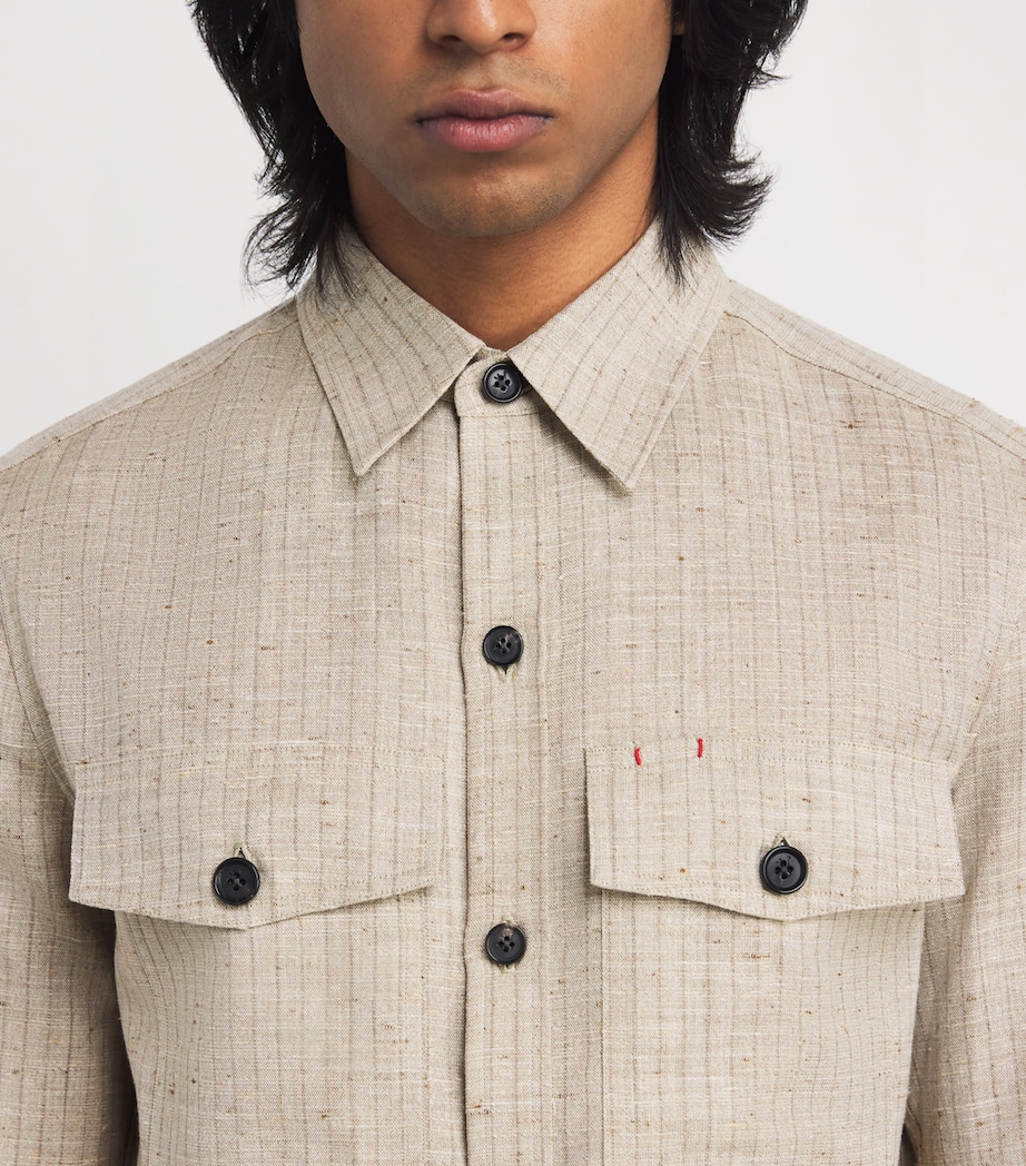 Wool-Silk-Linen Stripe Overshirt 330 Image 6
