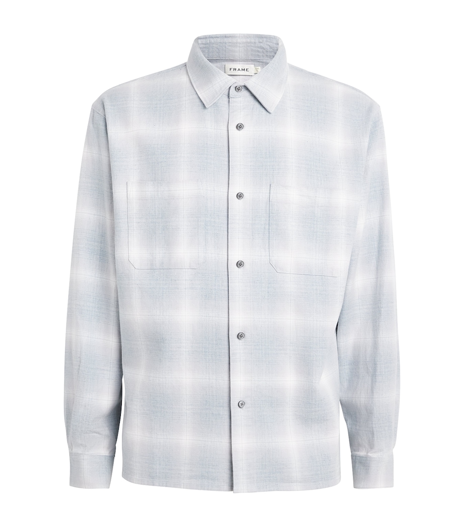 Blue Cotton Plaid Shirt - Image 1