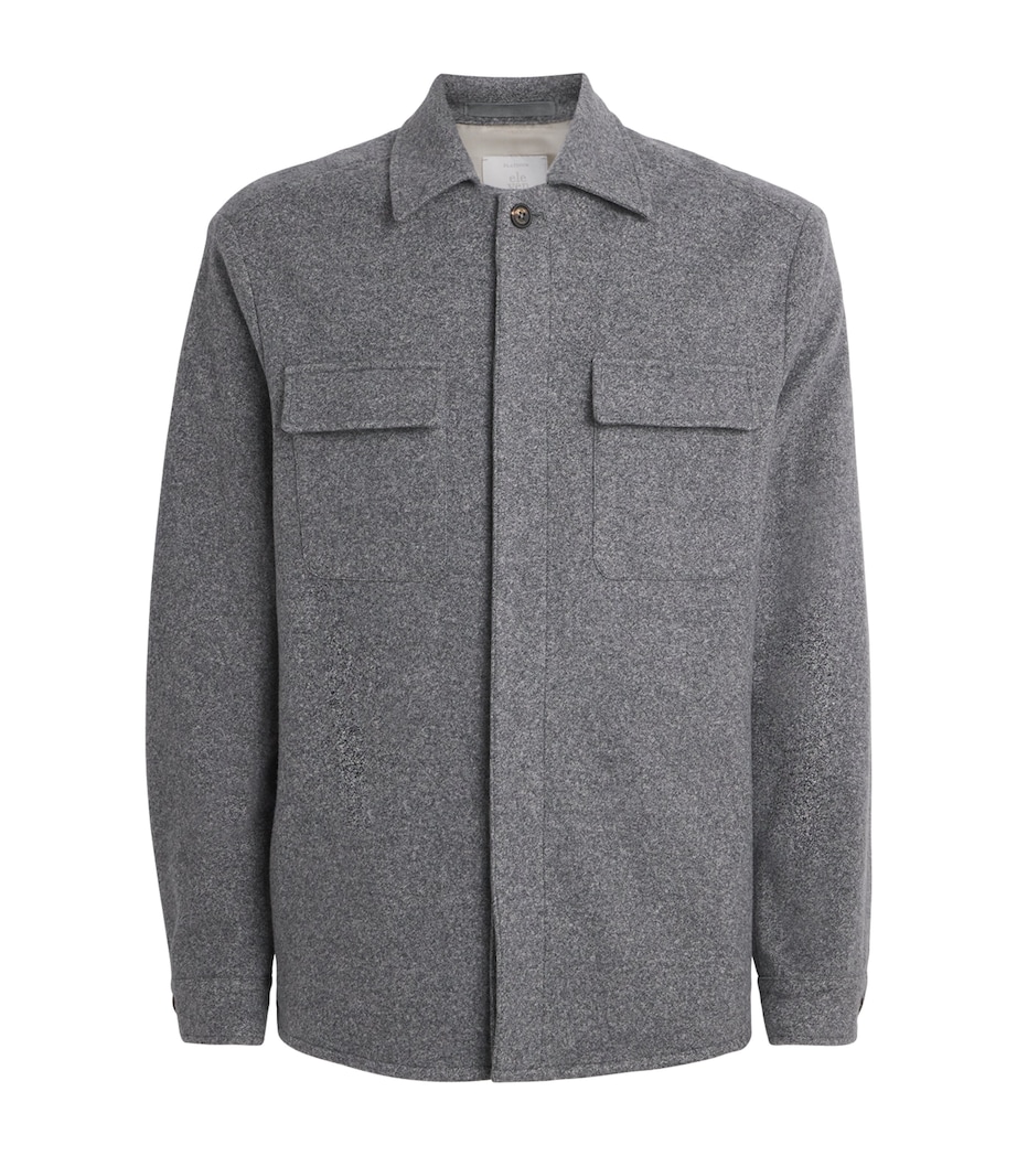 Eleventy Mens Cotton-Wool Overshirt Grigio Fumo Melange Image 1