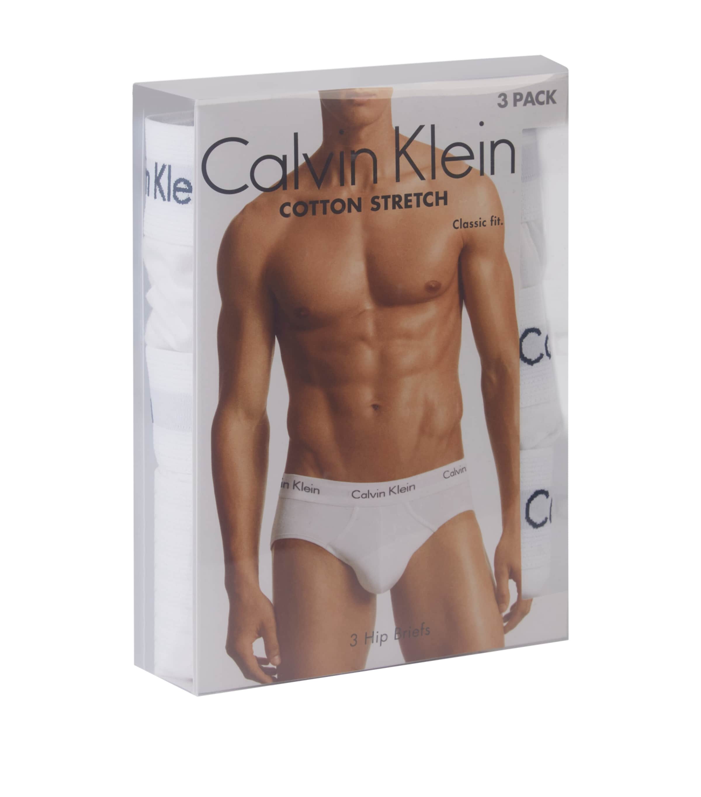 Calvin Klein Mens Cotton Stretch Hip Briefs (Pack of 3) White Image 4