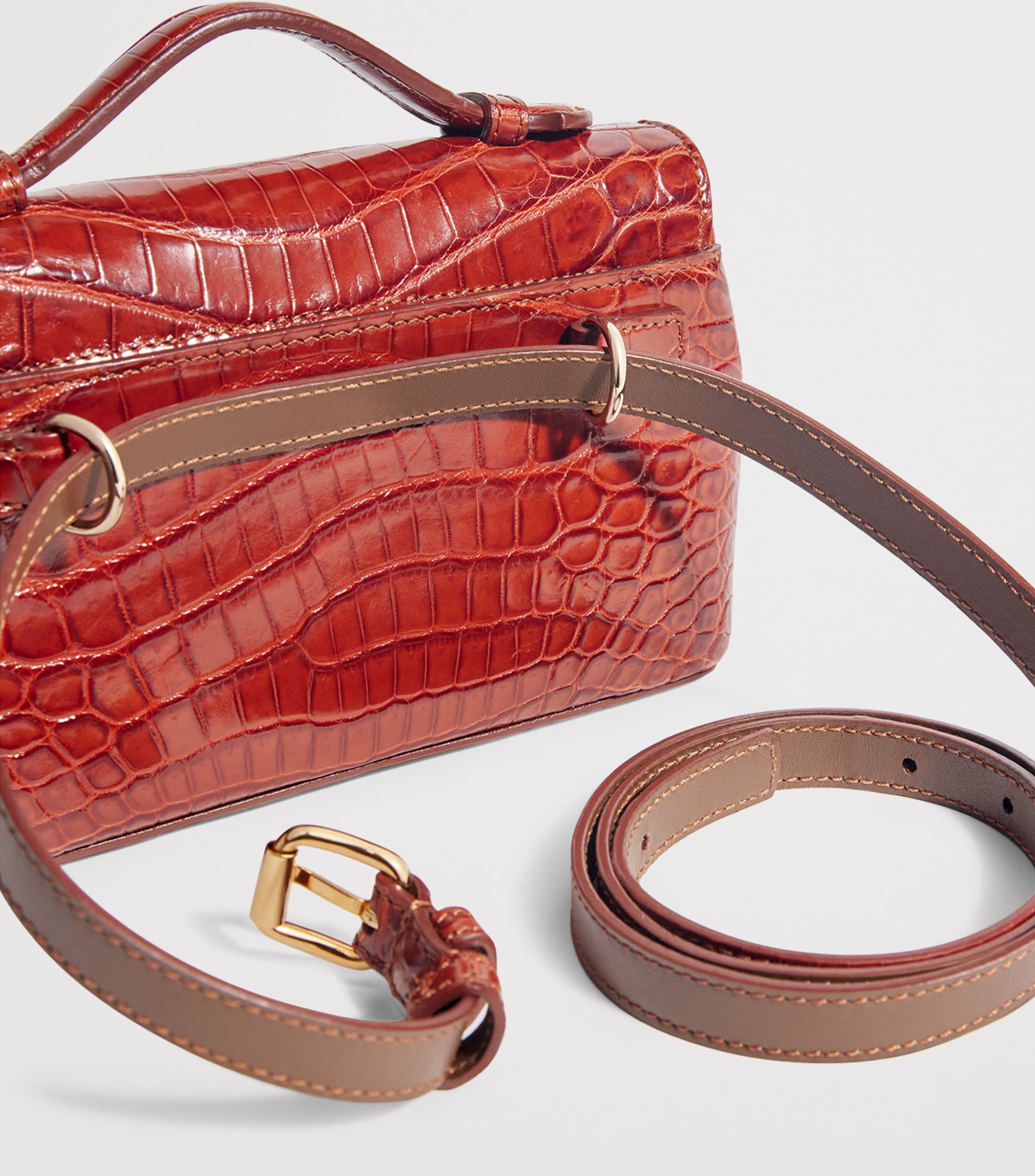 Crocodile Leather Top-Handle Bag GOLD SHINY Image 4