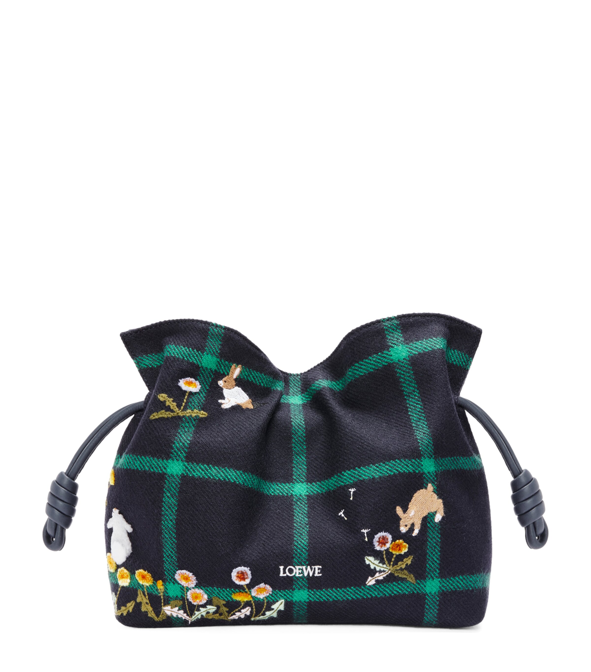 LOEWE Green x Suna Fujita Medium Wool Flamenco Clutch Bag | Harrods UK