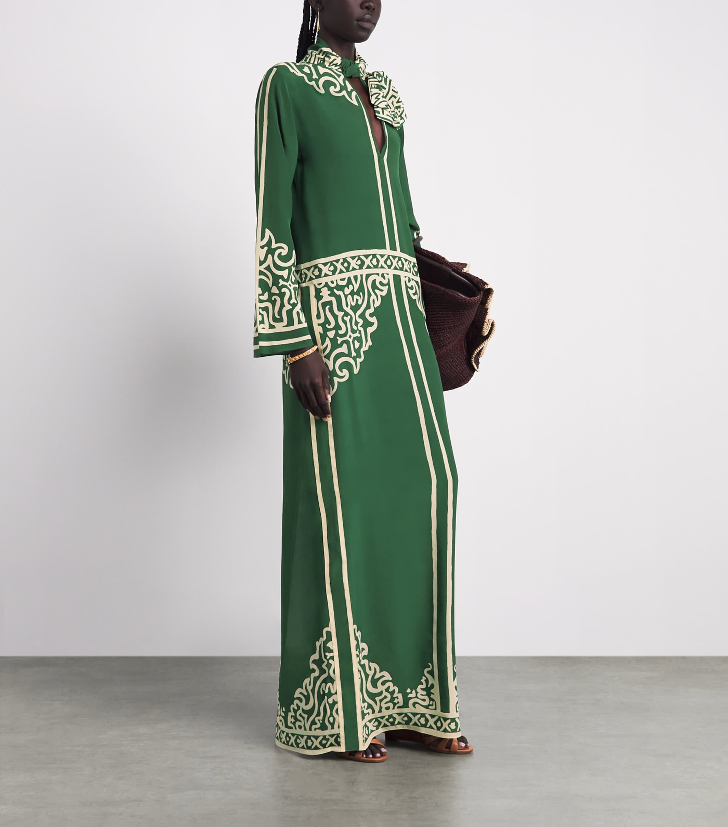 johanna ortiz green dress Silk Windborne Woman Tunic Maxi resort wear for men