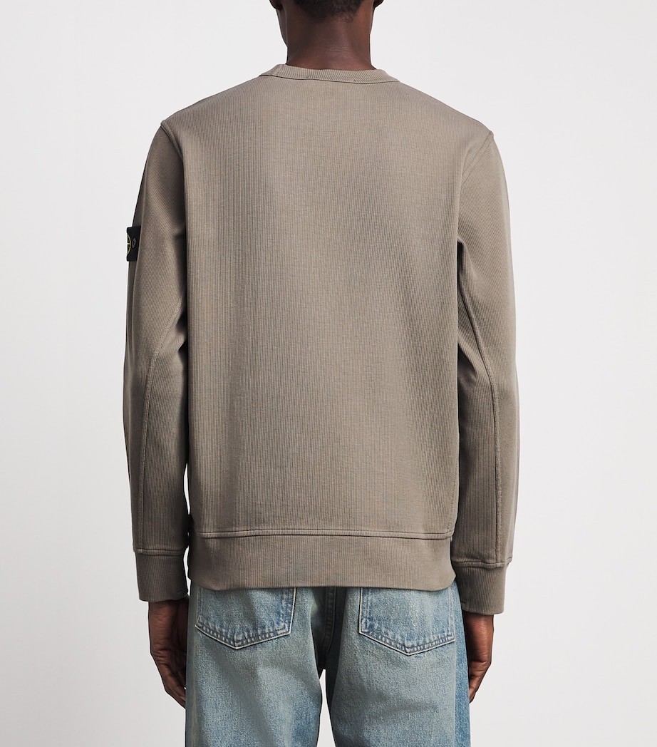 Stone Island Mens Ribbed Compass Patch Sweatshirt Image 5