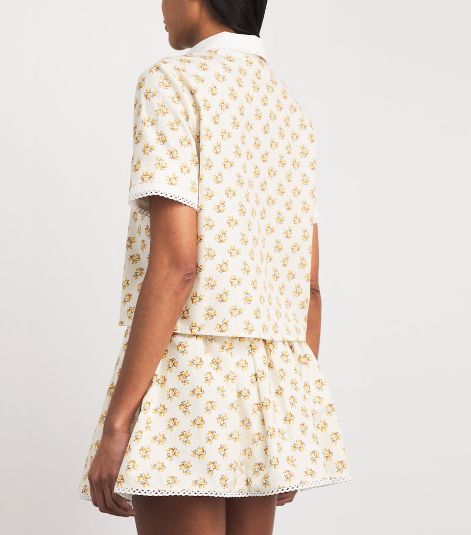 Maje Womens Lace-Trim Floral Shirt Yellow Small Flowers Image 5