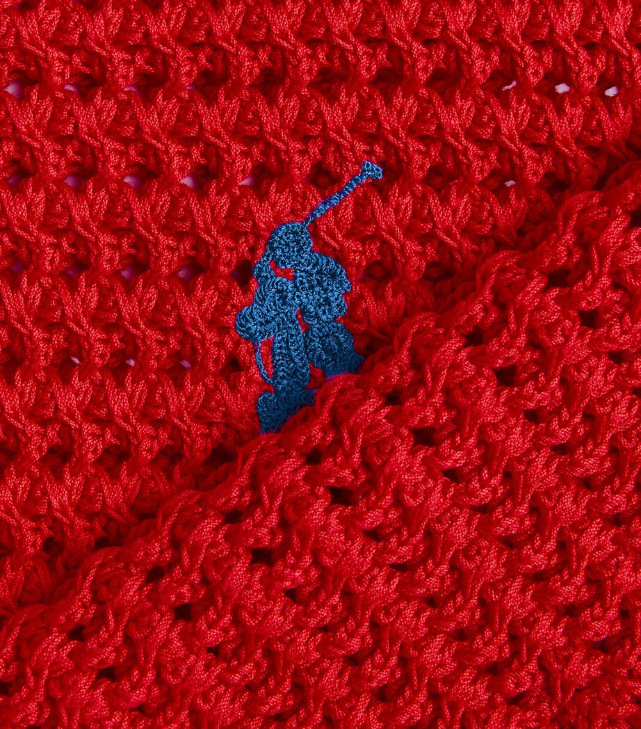 Polo Ralph Lauren Womens Cotton Crocheted Cardigan Petal Rose Image 6