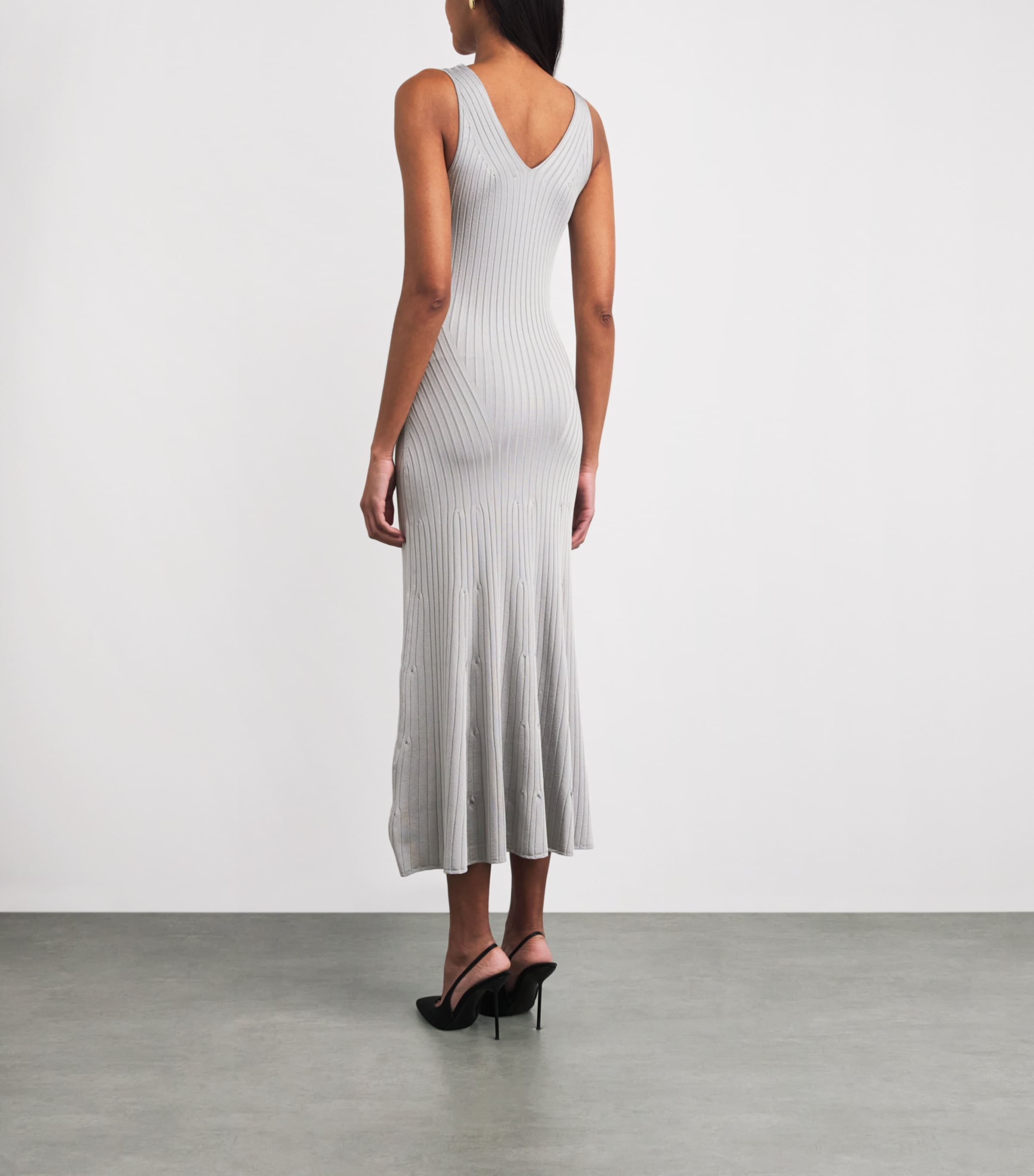 Adam Lippes Womens Rib-Knit Midi Dress Silver Image 4