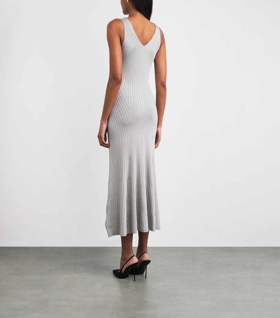 Adam Lippes Womens Rib-Knit Midi Dress Silver Image 4