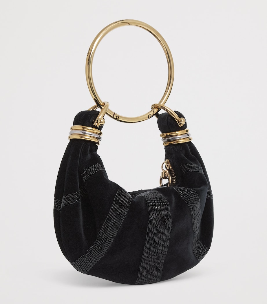 Mini Velvet Embellished Bracelet Top-Handle Bag BLACK Image 2