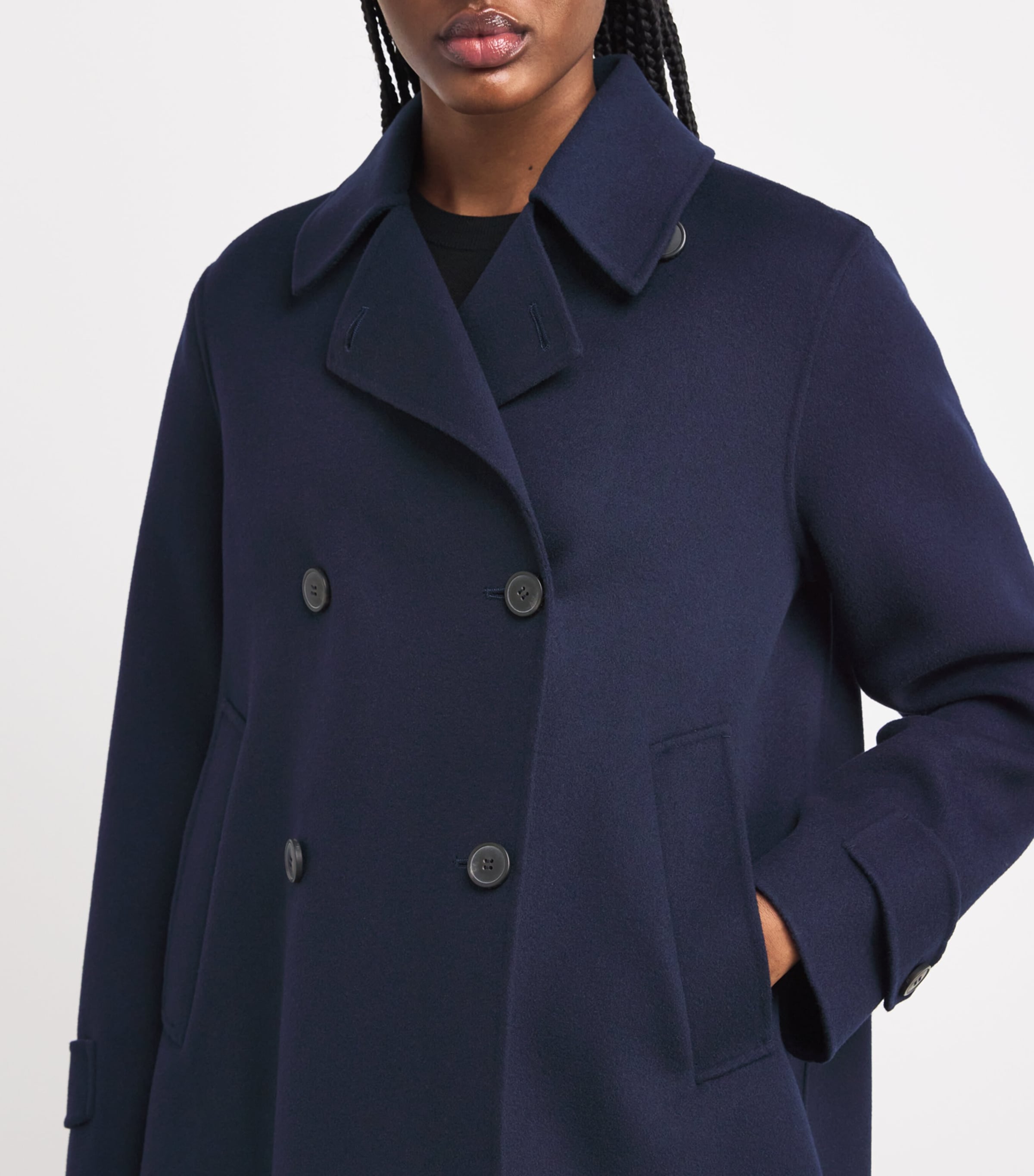 Virgin Wool-Blend Pea Coat NAVY Image 6