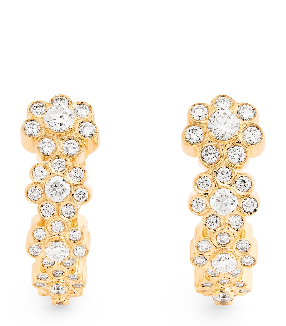 Yellow Gold and Diamond Grande Boucle Fleurs Hoop Earrings YELLOW GOLD Image 1