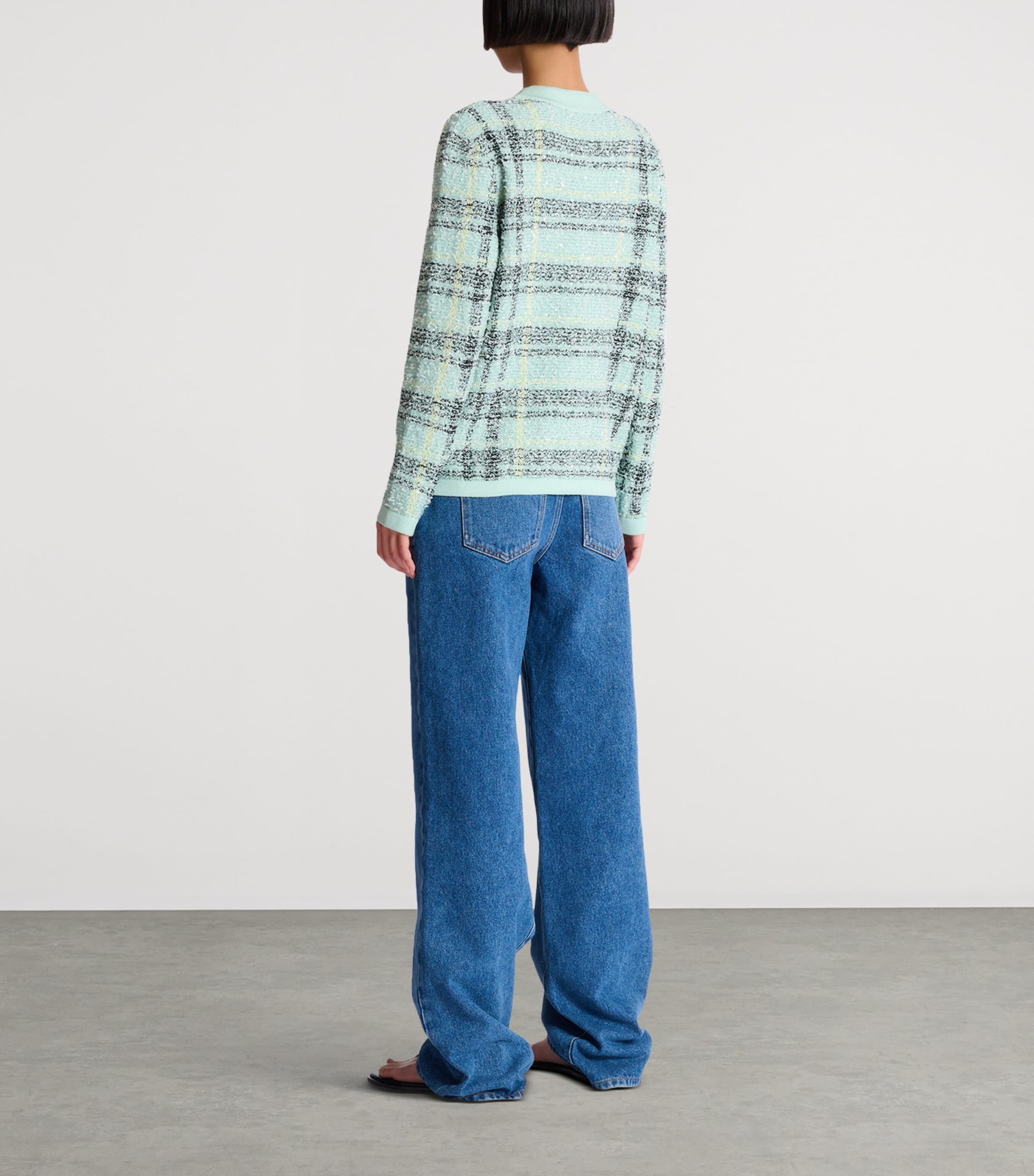 Tweed Sequin Cardigan ULM VERT/JAUNE/NOIR Image 5